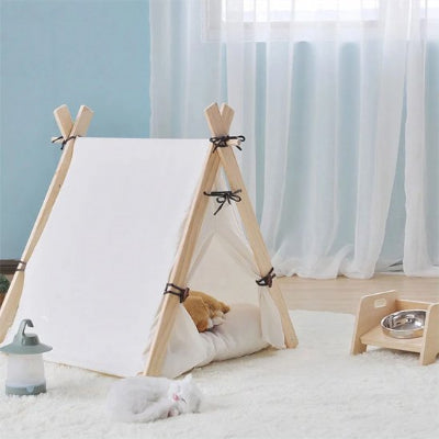 hamac pour chat tipi bois tapis blanc