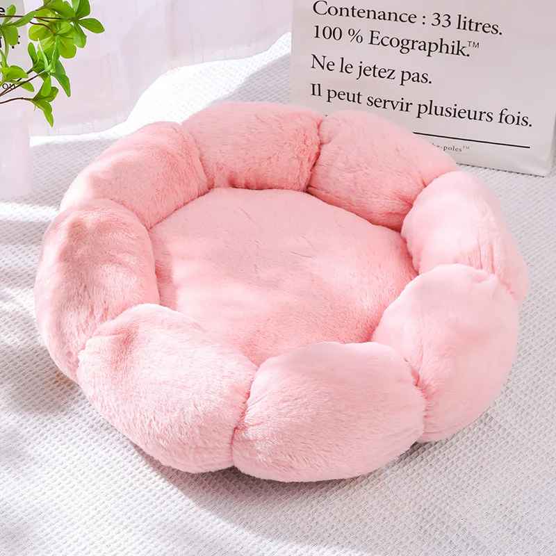 coussin pour chat fleur rose