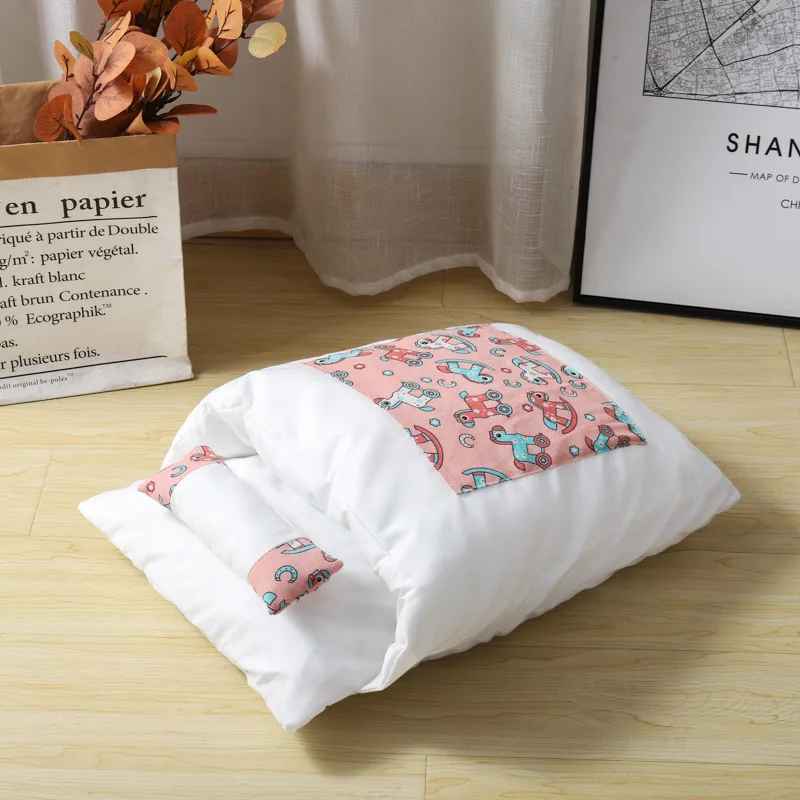 lit pour chat rose blanc