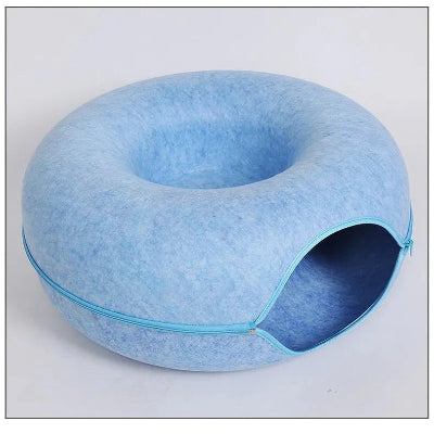 lit pour chat tunnel bleu