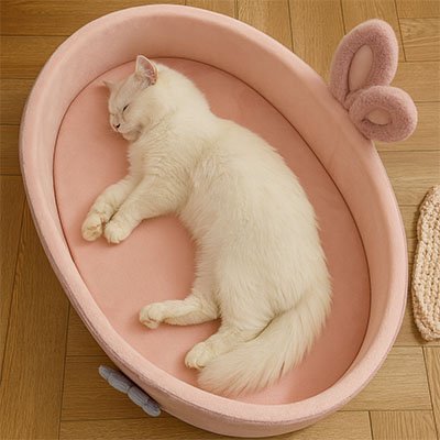 panier chat rose vue haut chat dodo